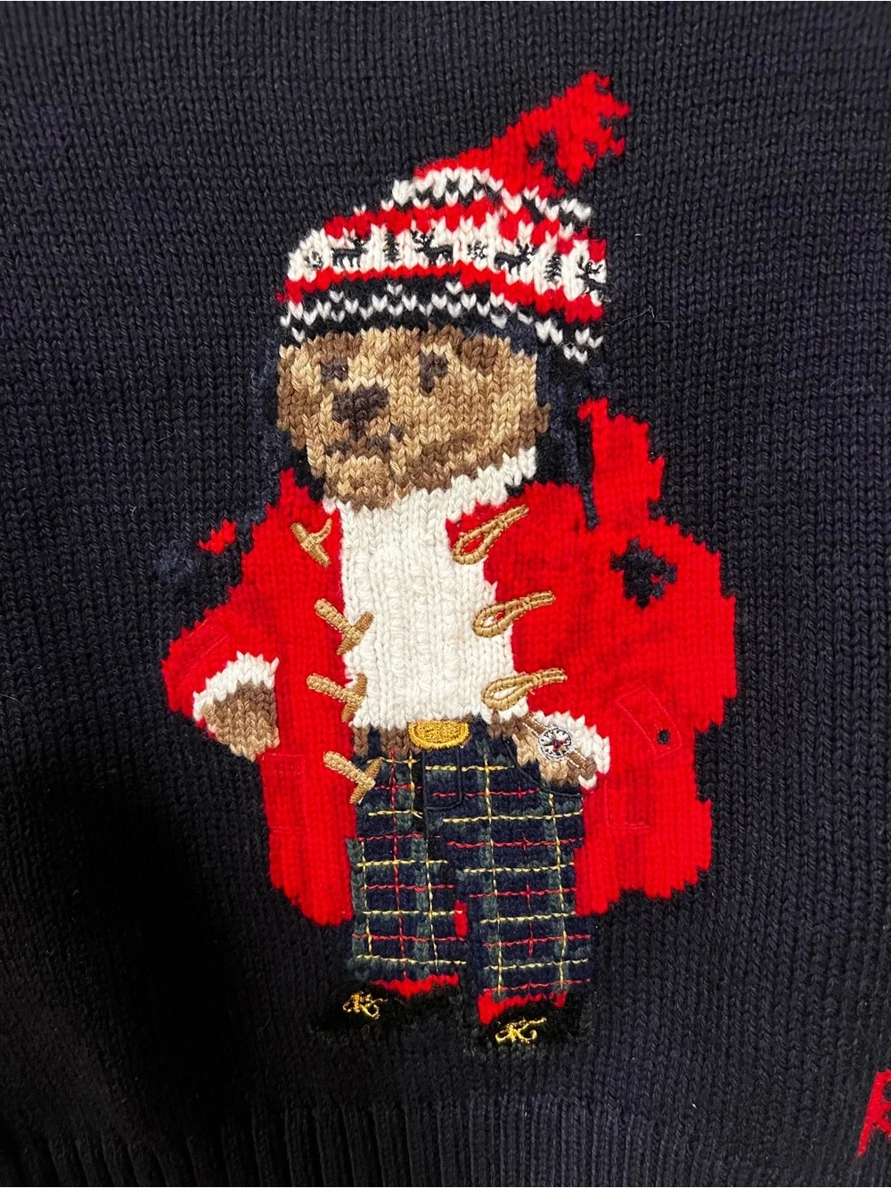 Ralph Lauren Polo Bear Sweater | Navy with Hat Design | NWOT